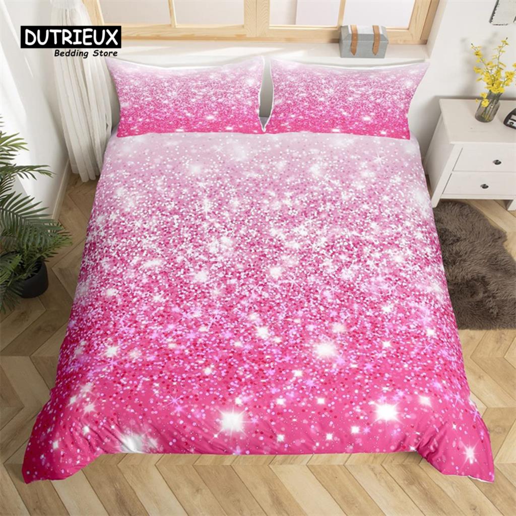 Colorful Glitter Duvet Cover Magical Fantasy Bedding Set Microfiber Fairy Dreamy Gradient Comforter Cover King For Boys Girls