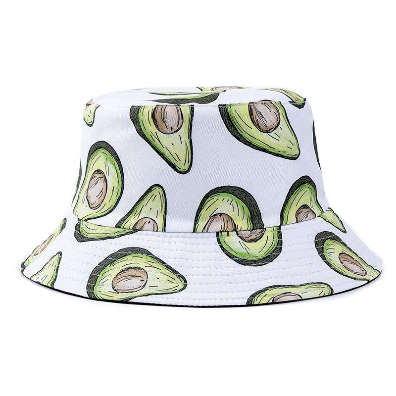 Neue Mode Unisex Eimer Hüte Sommer doppelseitige Tragen Obst Blumen & Gemüse Druck Frauen Kappe Outdoor Sonnenhut Männer klassische Panama Eimer Hut