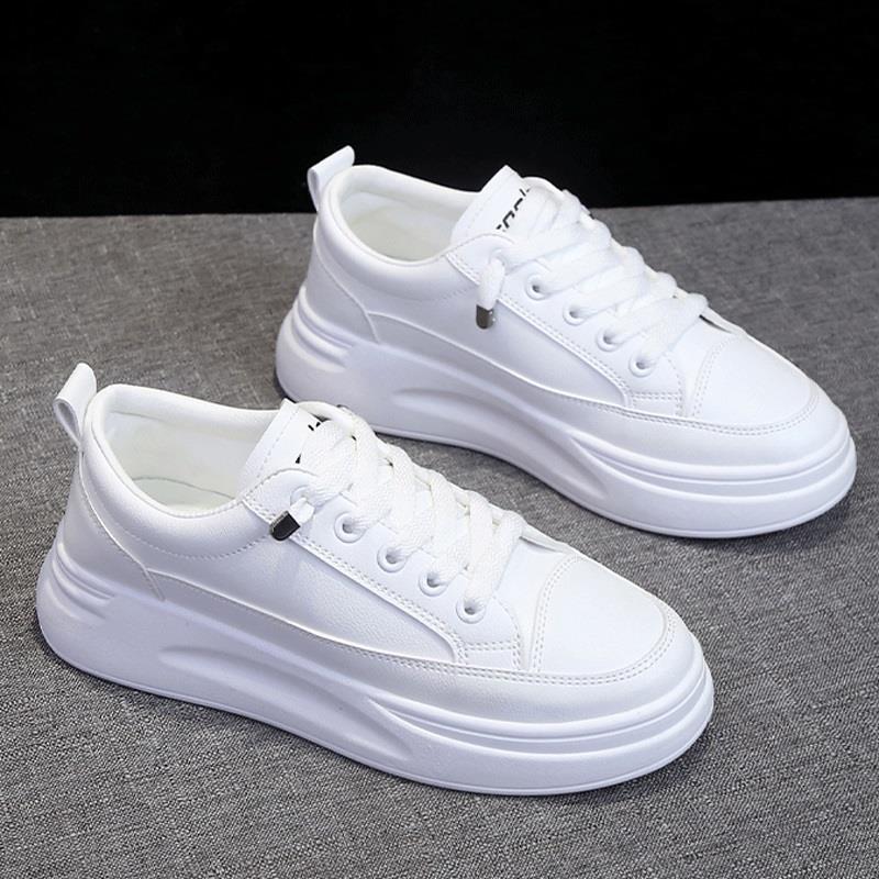 

Белые женские кроссовки на липучках - Универсальные кожаные балетки на толстой подошве в уличном стиле Весна 2025 39