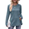 GMXIA Women's Autumn Button Fashion Solid Color Long-sleeved T-shirt