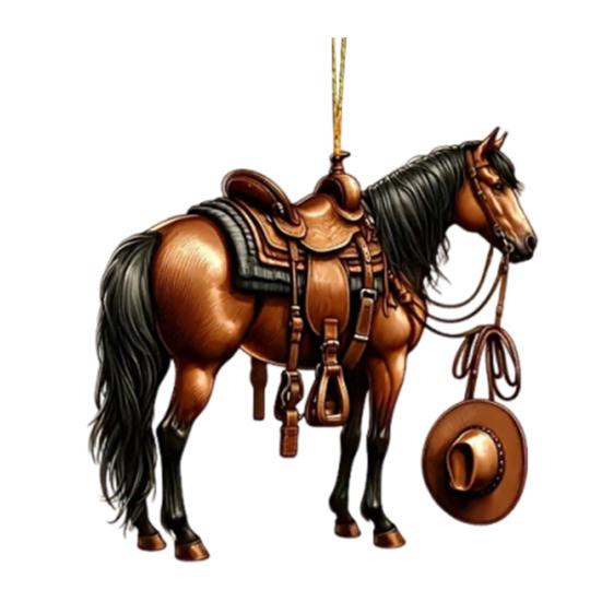 Weihnachten 2D Pferdeornament Acryl Flaches Pferd Hängedekoration Pferde Andenken Weihnachtsbaumschmuck für Pferdeliebhaber Geschenke Festliche Dekoration