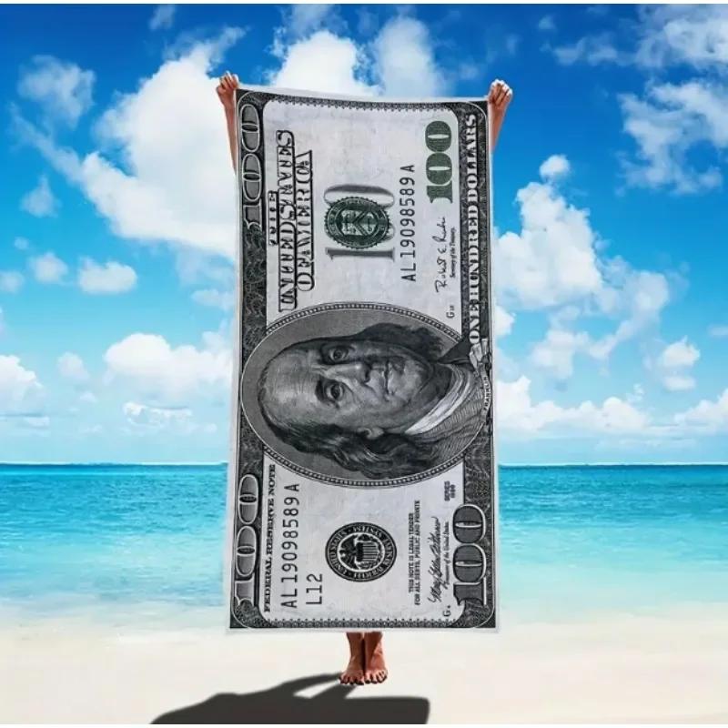 1 Stück Riesen-Dollar-Druck Strandtücher - Super saugfähig, Übergröße Decke für Männer & Frauen - Stilvolles Sommer-Essential