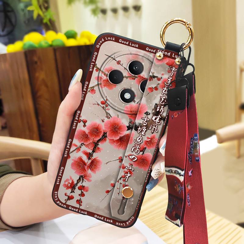 Elderly Lady Kickstand Phone Case For OPPO Reno12F 5G Ring Anti-knock Dirt-resistant Soft Case Wristband Protective