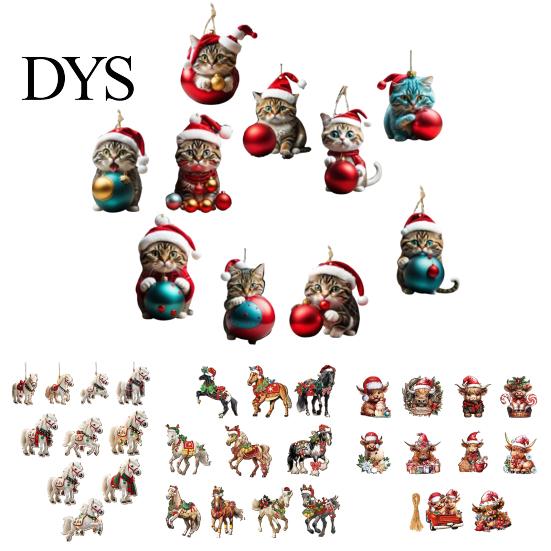 Horse-themed Christmas Decor Horse Ornaments 2D Acrylic Vintage Tree Hanging Keepsake Ornament Decoration Western Theme Animal for Xmas Home Realistic