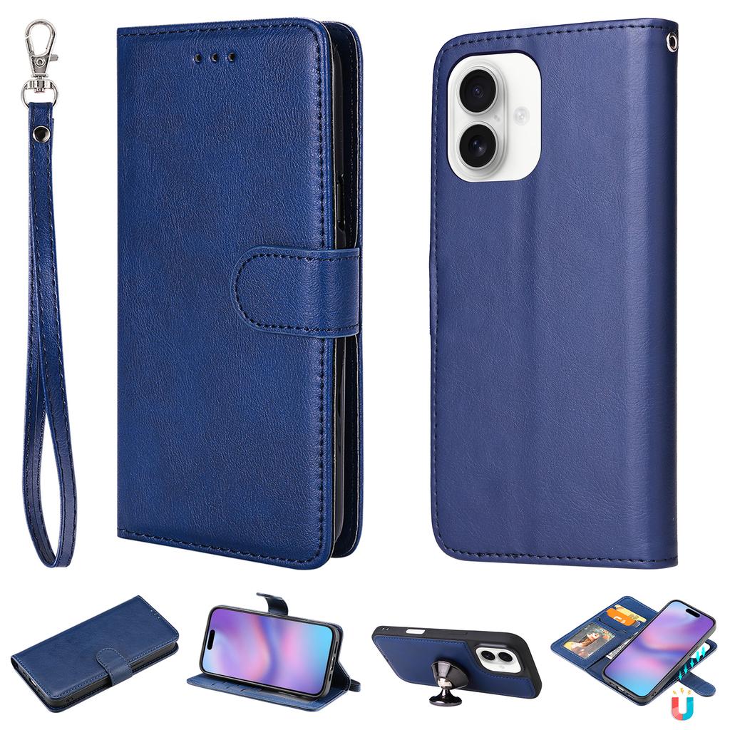 For iPhone 17 Case 2 in 1 Detachable Magnetic Leather Wallet Mobile Cover with Strap