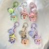 Flocking Labubu Doll Keychain - Cute 3-Year-Old Grain Doll DIY Mobile Phone Jewelry Accessory