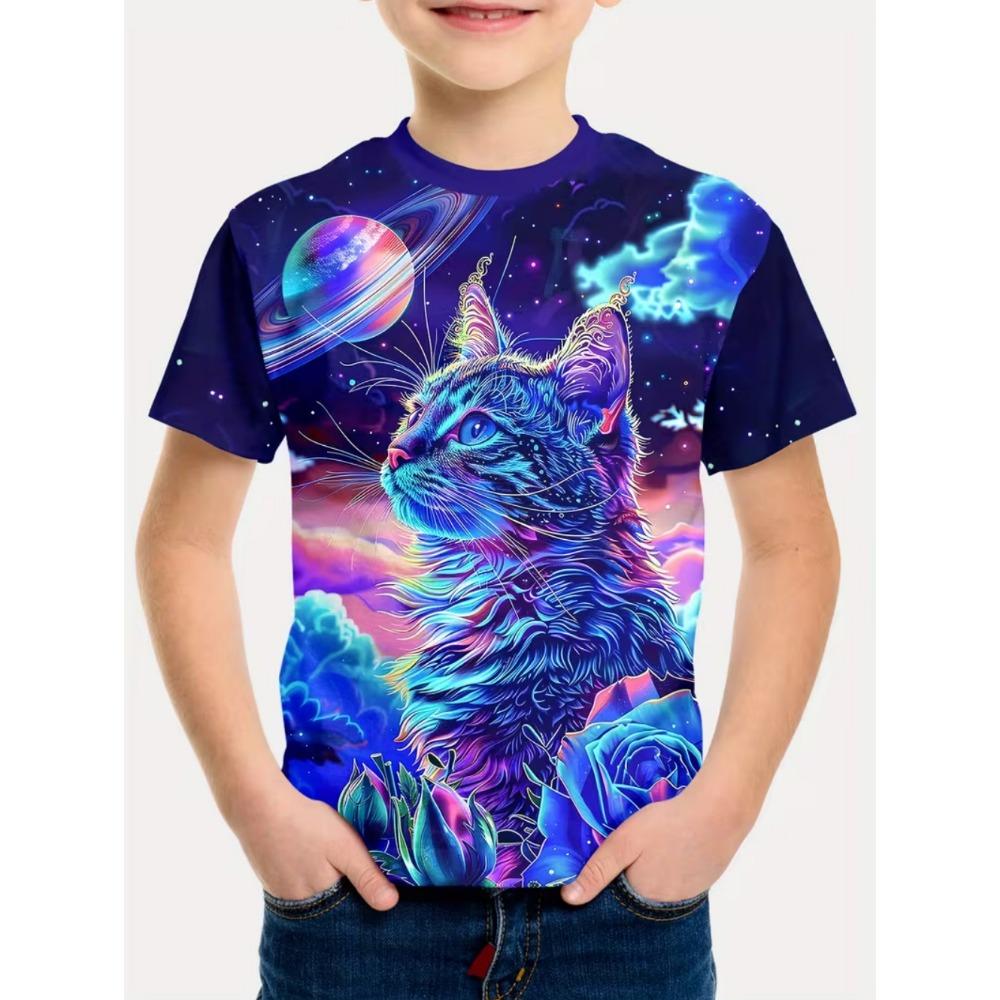 Boys Kids Clothes Stylish Cartoon Space Astronaut Graphic T Shirts Boys Girls Summer Short Sleeve Outdoor Clothes for Children