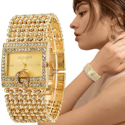 Orologio da polso analogico al quarzo con movimento quadrato da donna casual, con bracciale completo, orologi da donna