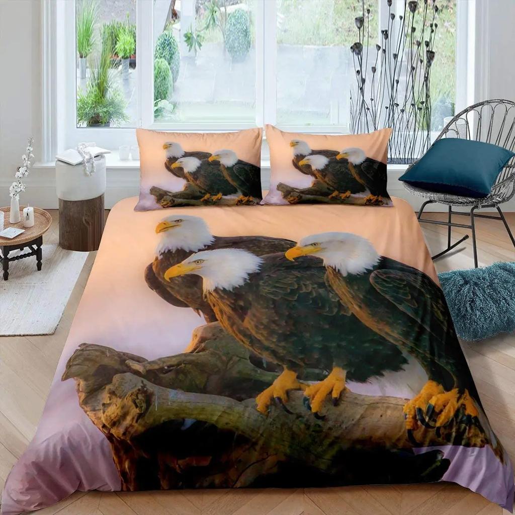 Comforter Eagle Wild Animal Pattern Polyester Comforter King Queen Full Twin Size For Kids Teens Adults Bedding Set