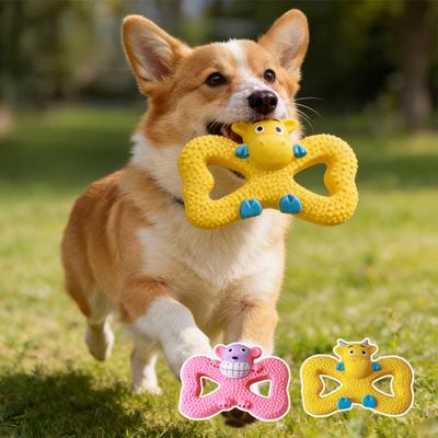 Squeaky Monkey Dog Toy Latex Monkey Shape Puppy Chew Toy Interactive Dog Teething Toy for Aggressive Chewers Teeth Cleaning Tug-of-War