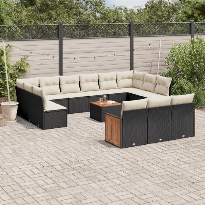 VidaXL Garden Lounge Set with Cushions 11 Pcs, Patio Sofas, Patio Furniture Set, Outdoor Furniture, Black 3257504