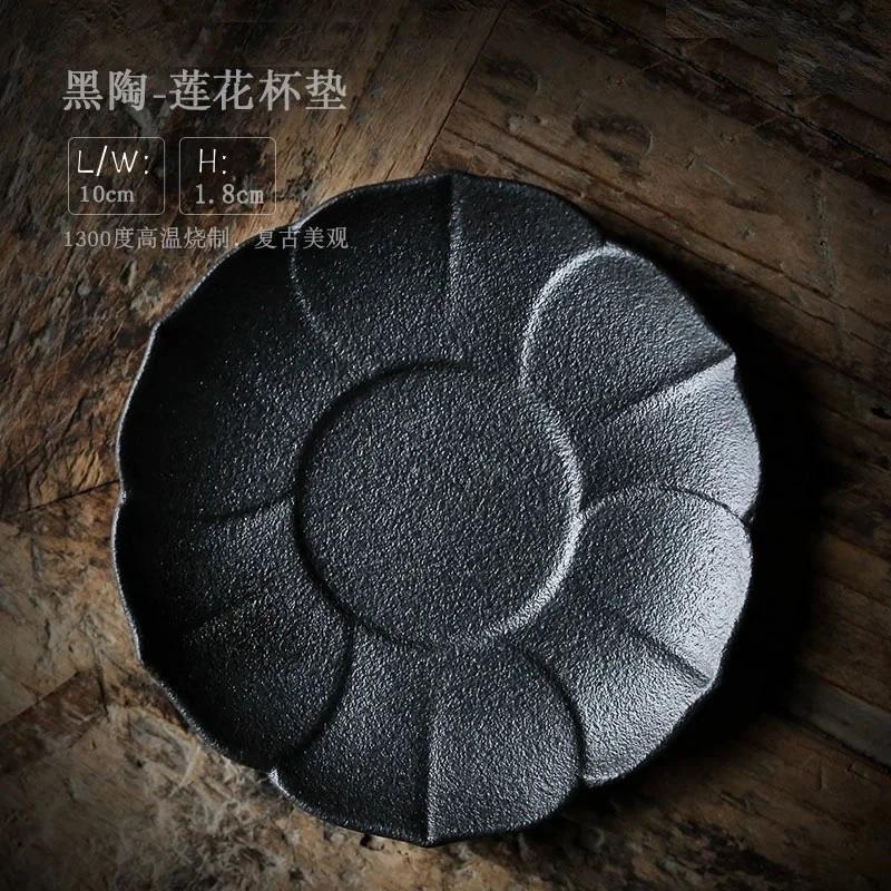 Rough Ceramic Square Coasters Japanese Retro Home Kitchen Anti-scald Heat Insulation Cup Base Kung Fu Tea Ceremony Accessories