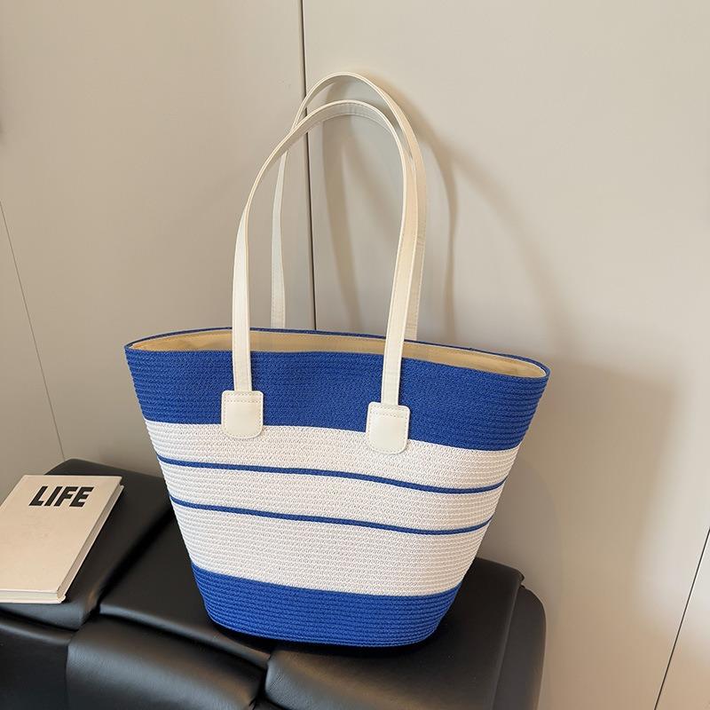 New Retro Tote Bag Women's Summer Straw Woven Bag Versatile Large-capacity Straw Hat Combination Set Trend