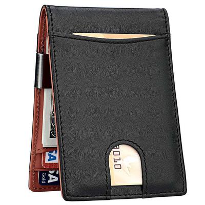 Carteira Porta-Notas Masculina Slim para Bolso Frontal Porta-Cartões com Bloqueio RFID Dobrável