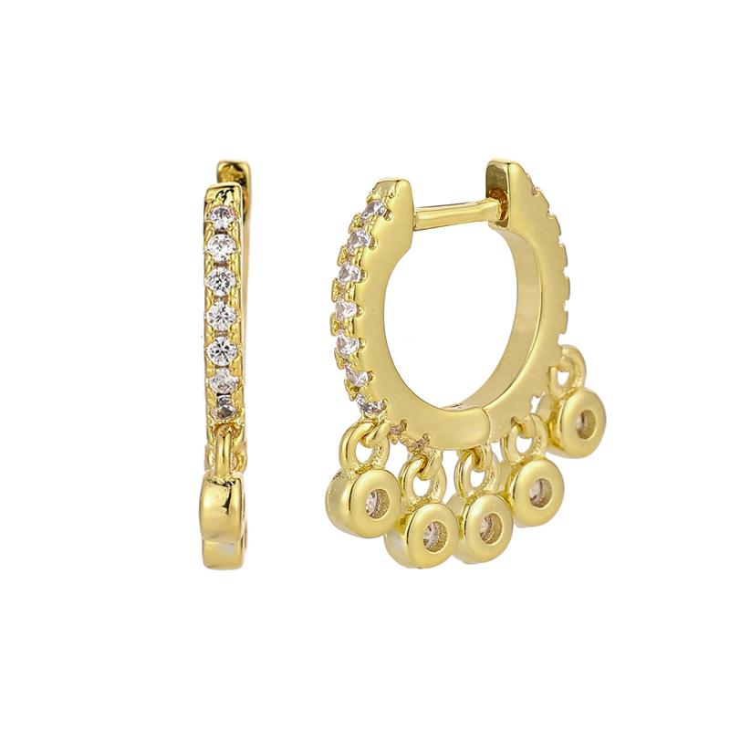 ANENJERY New Colored Zircon Tassel Hoop Earring for Women Girl's Fashion Jewelry Earrings