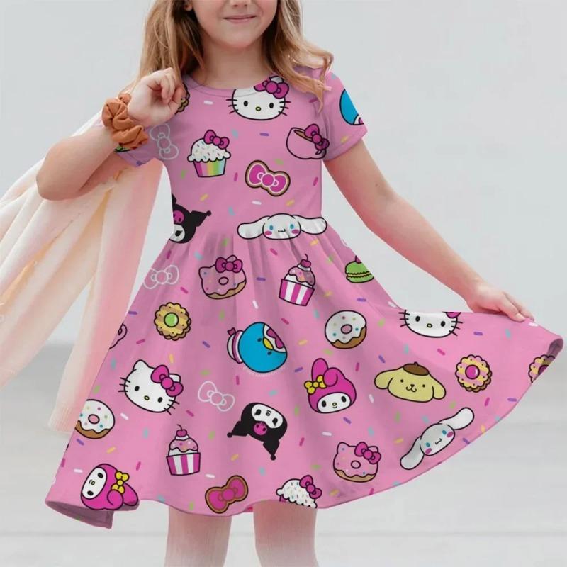 Sanrio Summer Fashion Polyester Lightweight Cartoon Cute Series 3D Hello Kitty Printed Girl's