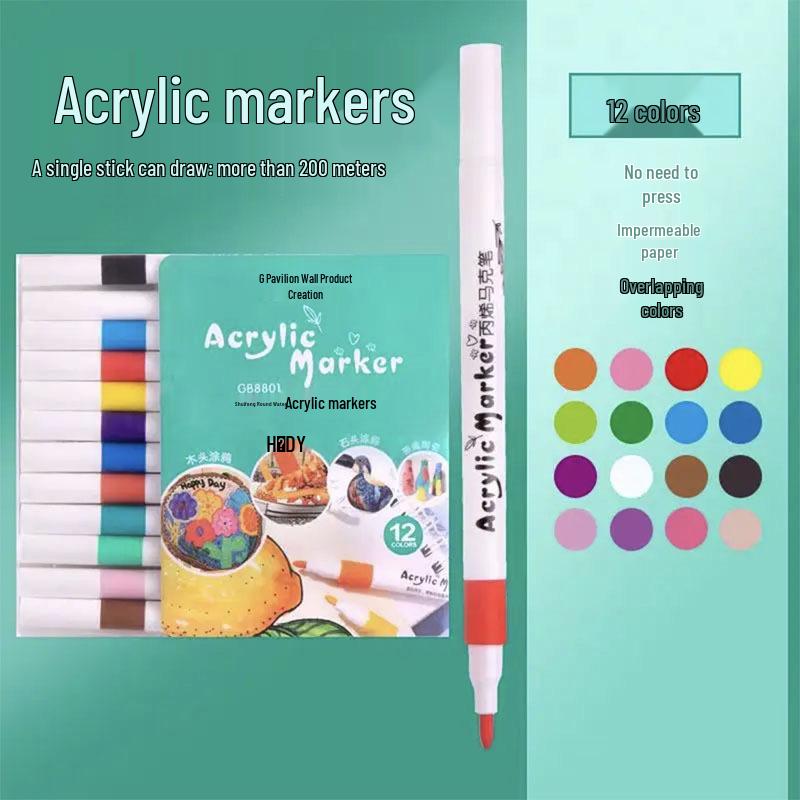 60-Color Water-Based Acrylic Marker Pens for DIY Painting, Doodling, and Marking - Safe for Kids