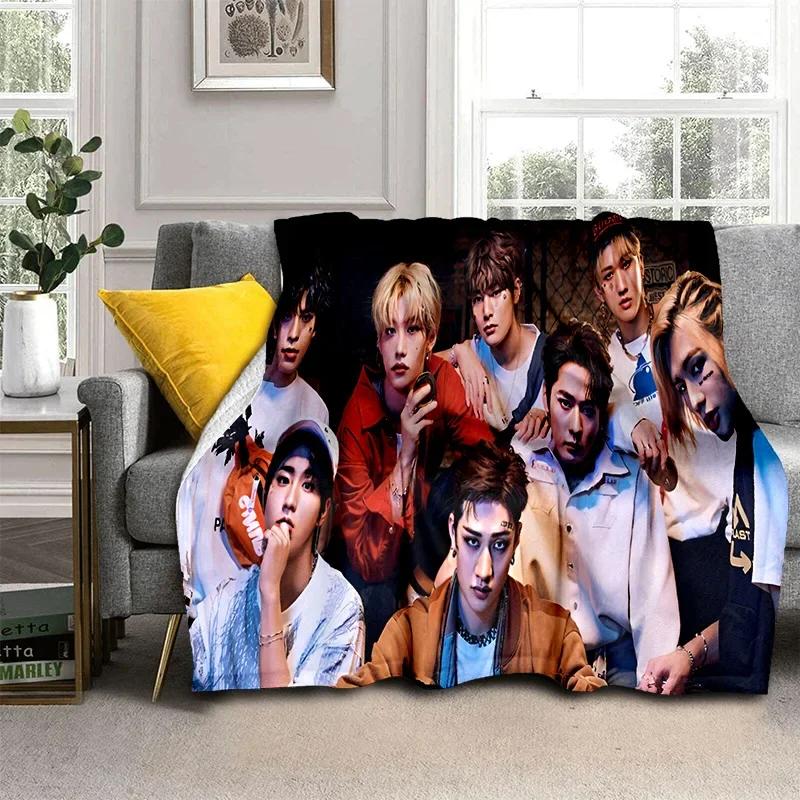 Korea Kpop Stray Kids 3D Singer Soft Flannel Blanket for Beds Bedroom Sofa Picnic,Throw Blanket for Cover Outdoors Leisure Gift