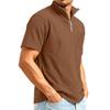 Men's 1/4 Zip Corduroy Short Sleeve Top | Loose Fit Fashion Casual Pullover For Daily Wear