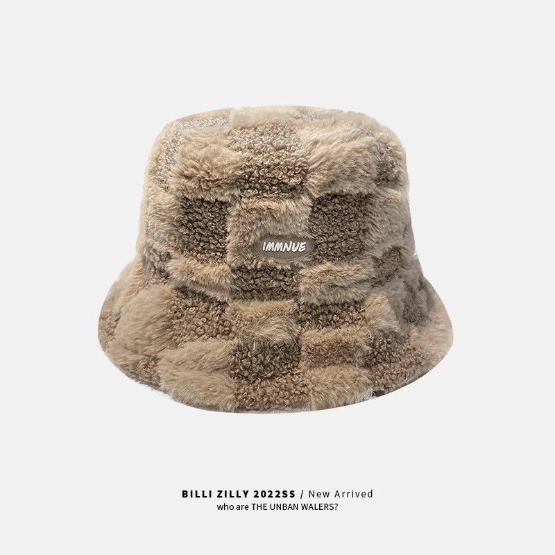 Damen Winter Lammfell Fischerhut - Koreanischer Stil, Vielseitig, Lässig & Warm mit Samtfutter