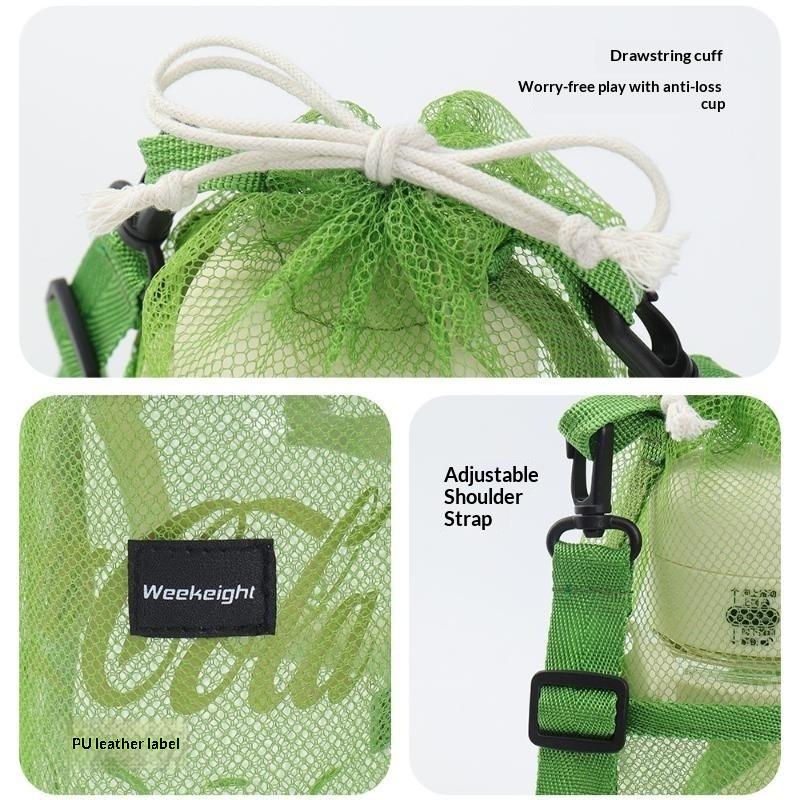 1Pcs Adjustable Strap Mesh Water Bottle Bag With Anti-Drop Design – Portable Cup Holder For Kids & Adults Outdoor Adventures