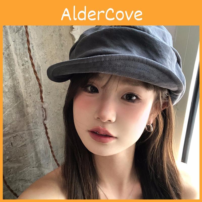 Breathable Canvas Beret Cap With Short Brim And Topping Design For Casual Daily Use