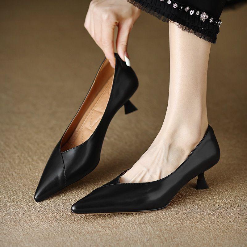 Retro With Medium Heels Women's Shoes Office Pointed Toe Ladies Pumps Quick Delivery Popular Chic and Elegant Spring Shoe Sale