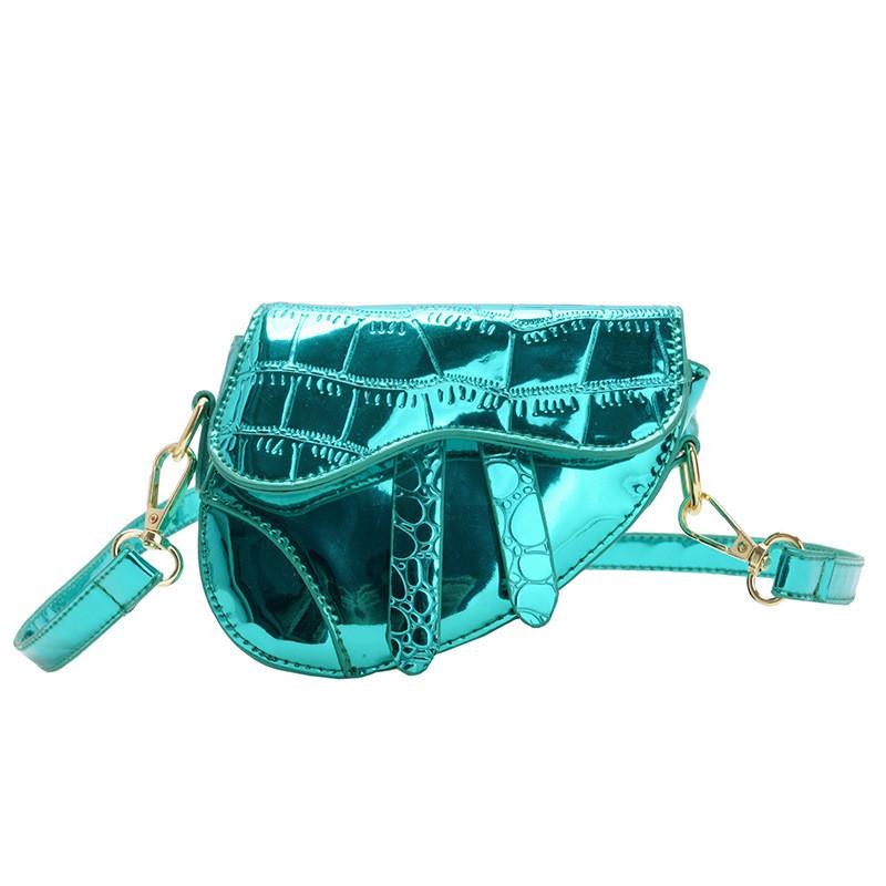 Fashionable Glossy Mini Children s Crossbody Bag Lightweight Pu Shoulder Bag For Kids циан