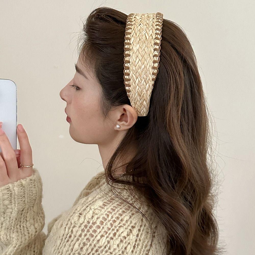 Woven Raffia Grass Hairband Bohemia Bohemian Style Hair Hoop Fashion Straw Weave Headband Makeup