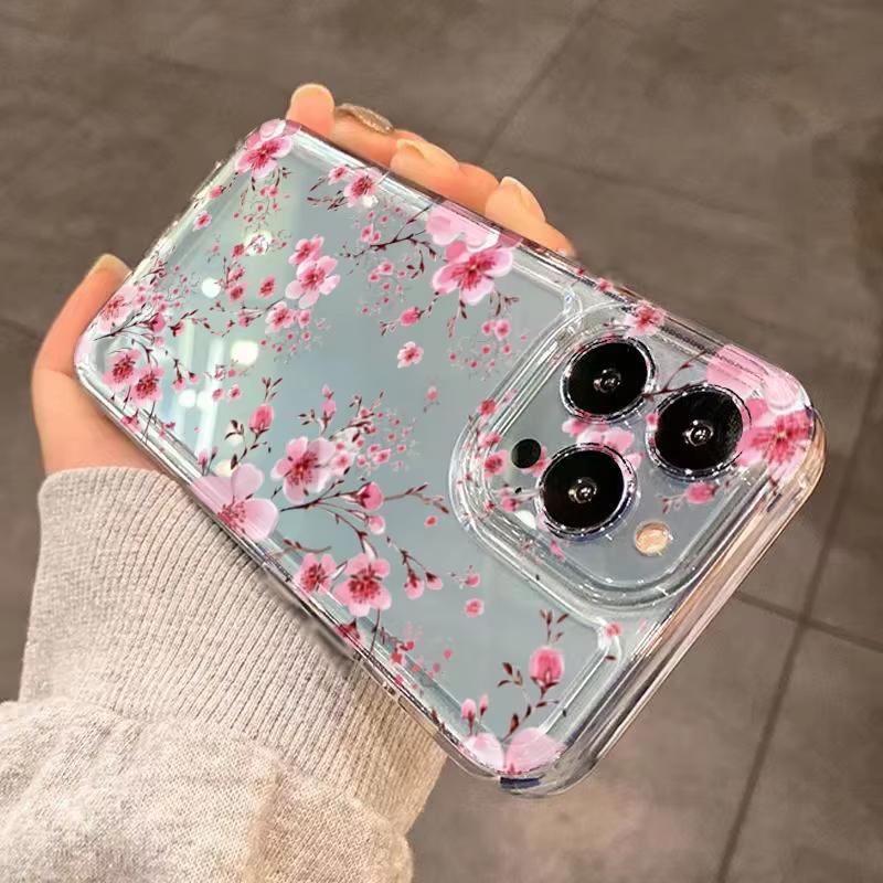For Xiaomi Mi 17 Pro 15 14 13 12 11 Lite 5G Mi 15 T Pro 14T 13T 12T Painted Cherry Blossom Pattern Phone Case Clear Bumper Cover