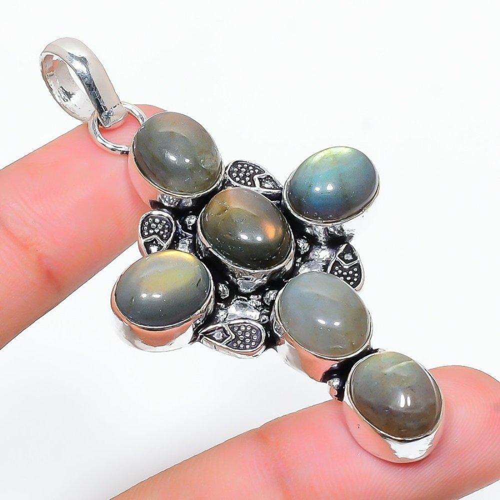 Labradorite Gemstone Handmade 925 Sterling Silver Jewelry Pendant 2.64" Y3t87