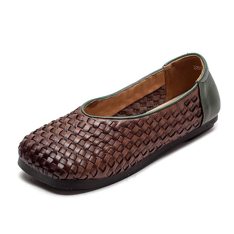 Fashion GKTINOO Women Loafers Spring Genuine Leather Comfort Flat Mother Shoes Slip-On Footwear Fashion Female Footwear Zapatos De Mujer