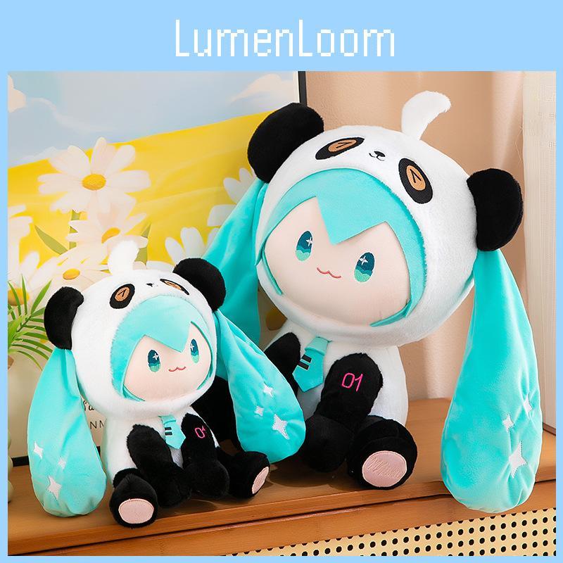 Cute Panda Hatsune Miku Stuffed Animal With Short Plush Fabric For Home Decor