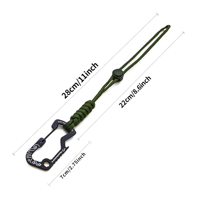 Multifunctional Tactical Hook Carabiner With Paracord Keychain Anti-Loss Rope For Outdoor Camping Hiking Emergency Gear
