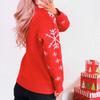 Women's Fashionable Long Sleeved Christmas Pullover Round Neck Casual Sweater Top