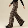 Fanzhen Women's Autumn/Winter Retro Plaid Wide-Leg Woolen Trousers