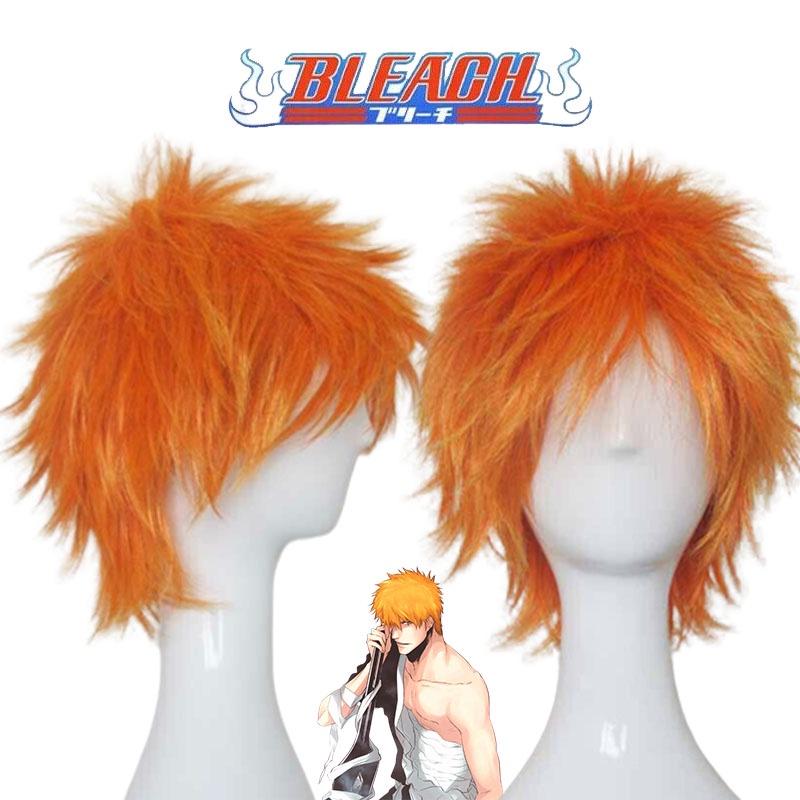 Bright Bleach Kurosaki Ichigo Wig Cosplay Hairpiece Adult Party Prop