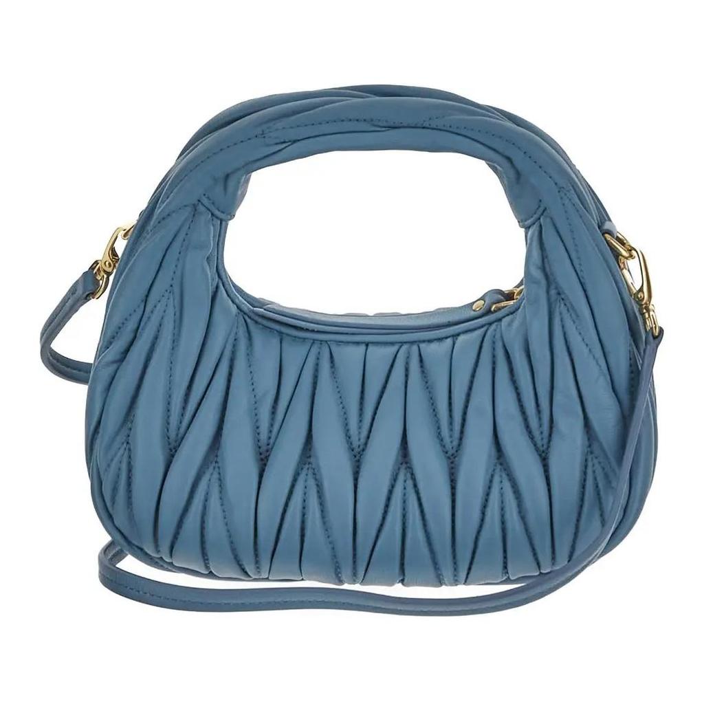 MIU MIU Wander Matelassé Hobo Bag Women Handbags Blue 5BP078_N88_F0F16