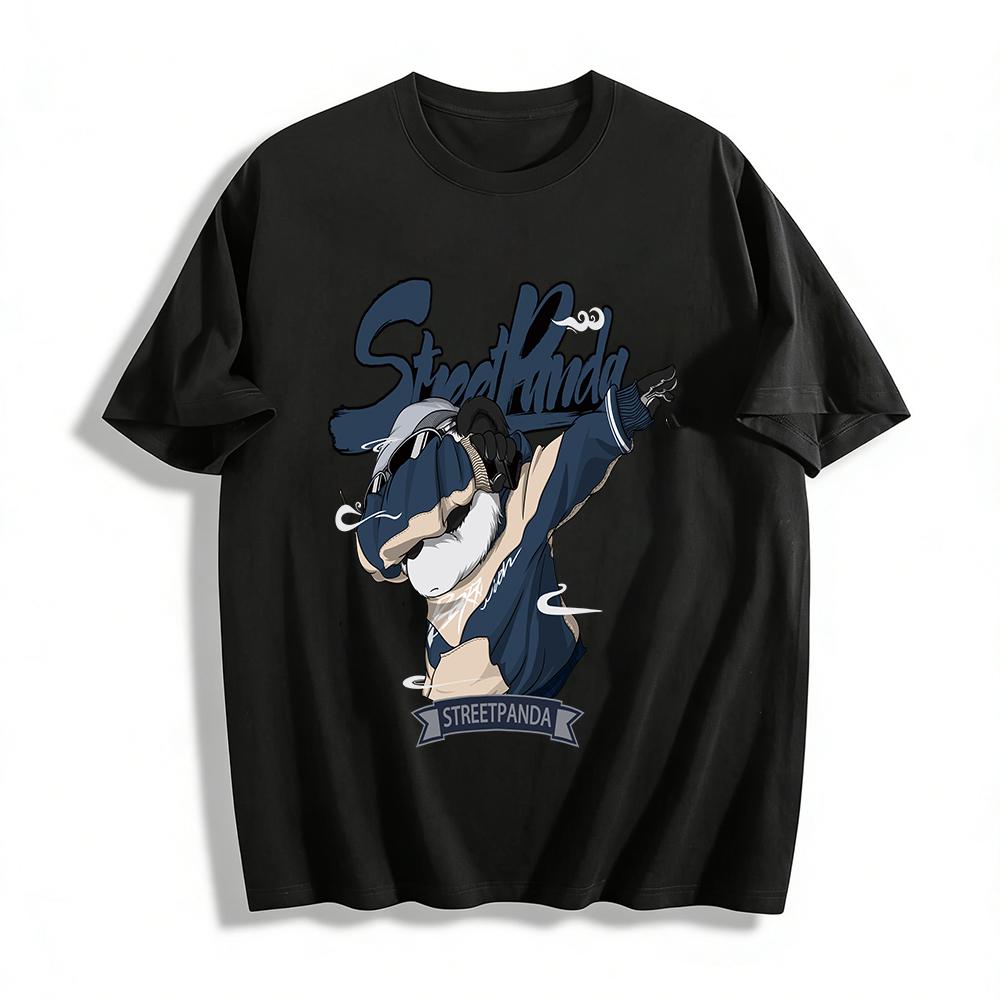 

Street Panda Print Hip Hop Style Loose Casual Long Sleeve Top Pure cotton T-shirt 6XL