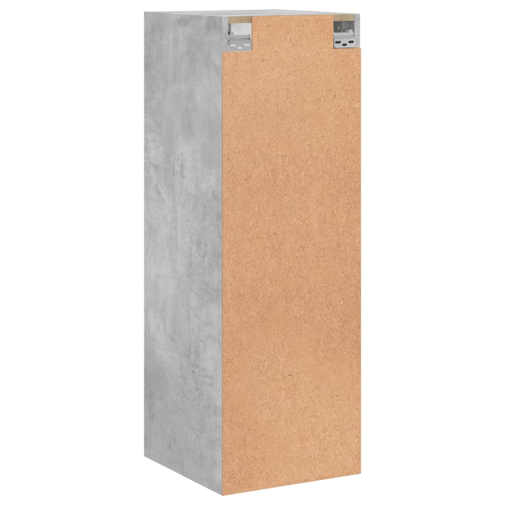 Wall Cabinet with Glass Doors Concrete Grey 35 x 37 x 100 cm