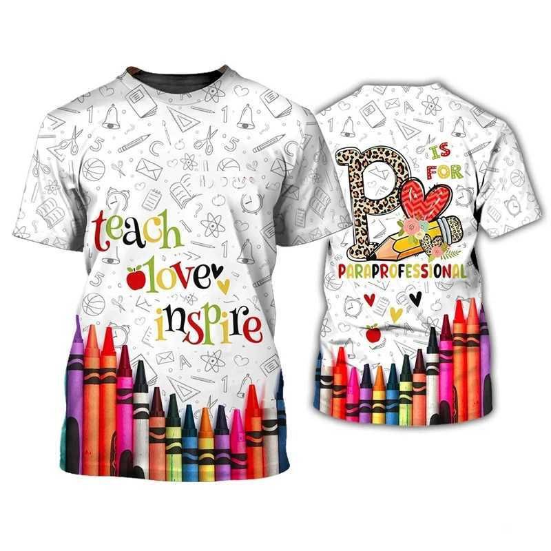 

Summer Round Neck 3D Teacher Themed Graphic Print Top Fashionable Casual Short Sleeved Men s and Women s Unisex T-shirts 6XL