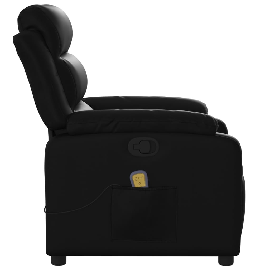 Massage Recliner Chair Faux Leather Black