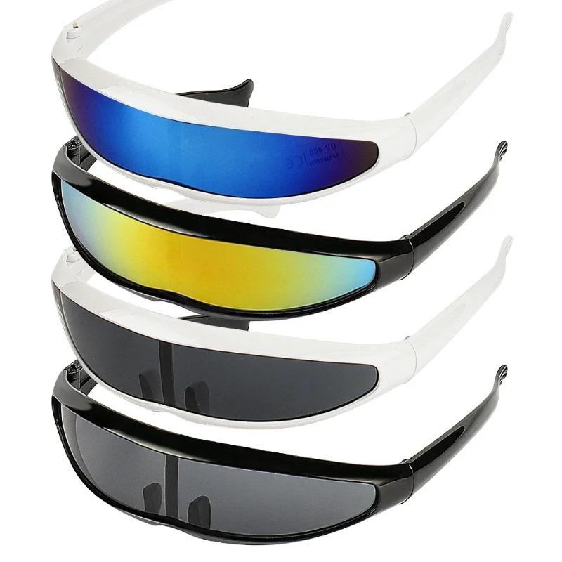 Attractive Glasses Women's New Futuristic Mirrored Sunglasses Alien Glasses Fancy Dress Props Funny Stylish Fit For Halloween Or Any Party Eyeglasses Cm