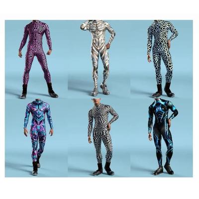 Cooler Männer-Bodysuit CyberPunk 3D-gedruckter Steampunk-Rüstungsoverall Halloween-Party Cosplay Kostüm Karneval Romper Zentai-Anzug