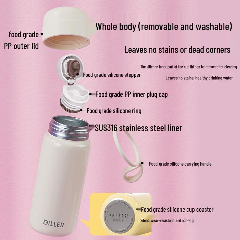 Diller 316 Stainless Steel Mini Portable Water Bottle(Random Color)