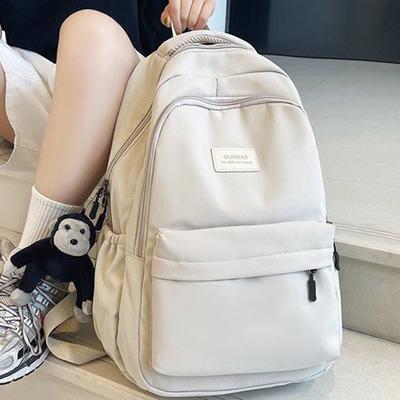 Women's Backpack Solid Color Female Multi-pocket Travel Bag Schoolbag for Teenage Girl Book Knapsack