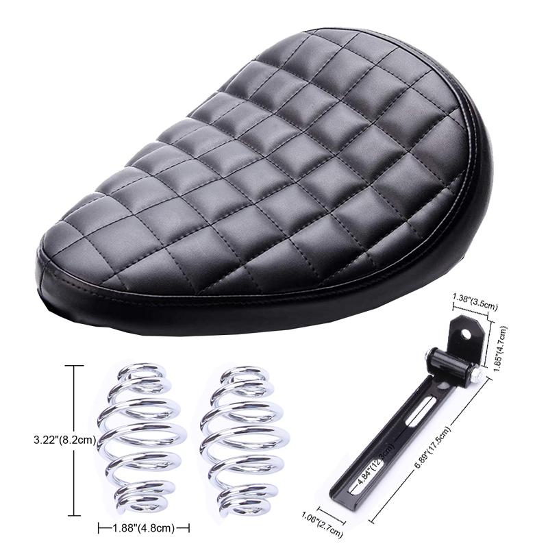 Motorcycle Leather Saddle Seat Retro Black Leather Solo Seat for Harley Custom Chopper Bobber Honda Yamaha Kawasaki Suzuki