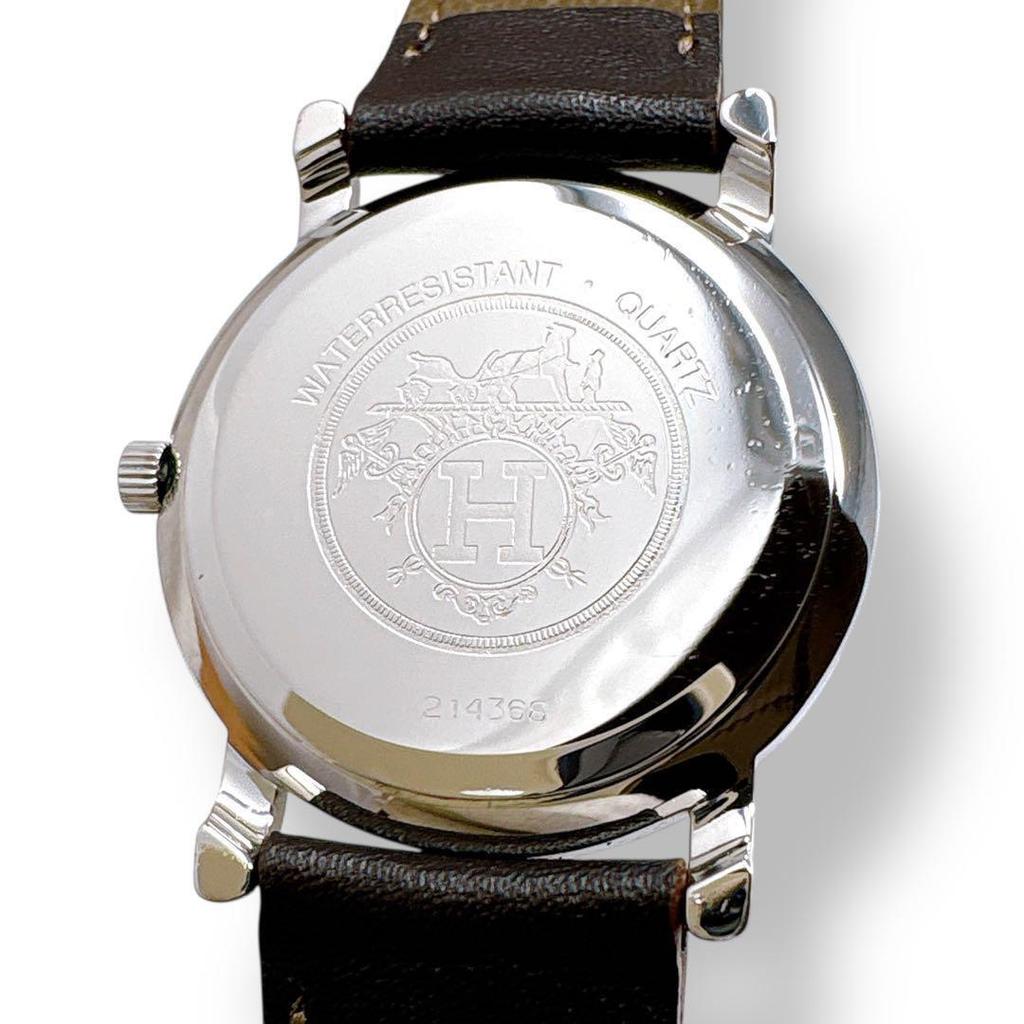Used HERMES Serie Combi Gold Dial Leather Belt Leather Ladies Quartz QZ Watch Brand Good Condition Working