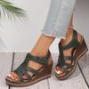 Women's Summer New Plus Size Fish Mouth Velcro Wedge Sandals Women's Fashion Platform Rhinestone Sandals