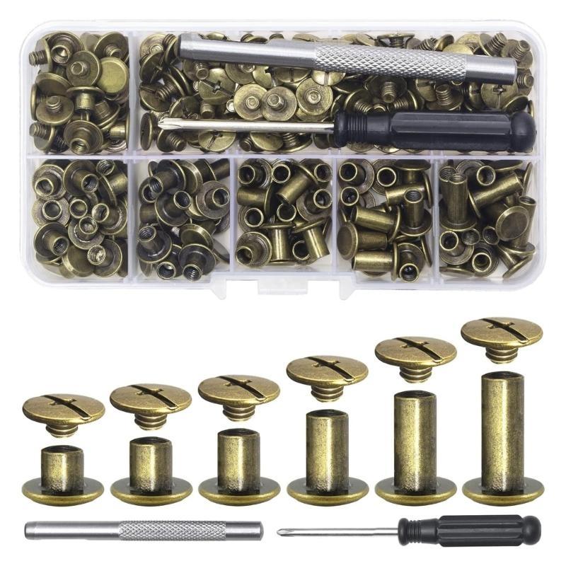  110Pieces Binding Screws Crossed Head Metal Screws Rivets Book Binding Rivets